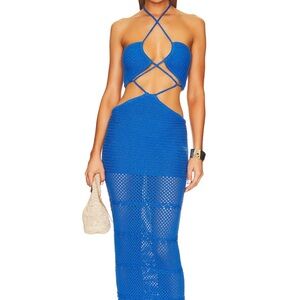 Blue Crochet Maxi Dress